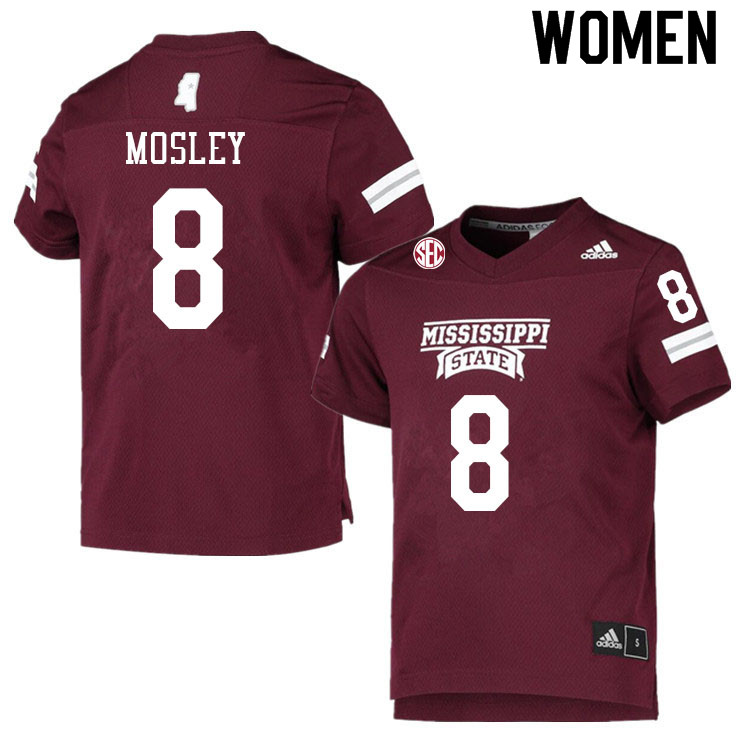 Women #8 Jordan Mosley Mississippi State Bulldogs College Football Jerseys Sale-Maroon - Click Image to Close